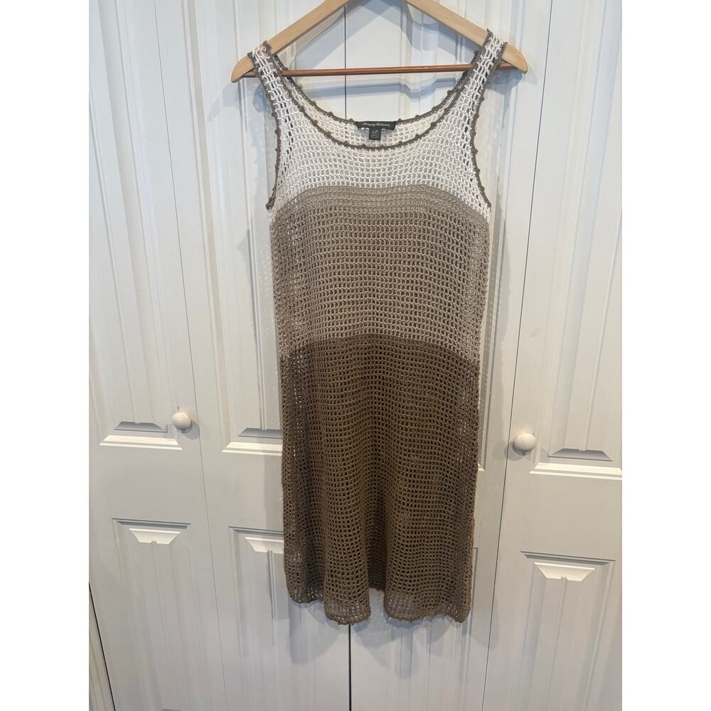 Tommy Bahama Cream And Tan Crochet Swim Cover Up Size Large